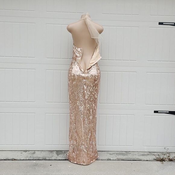 BRAND NEW GORGEOUS V-NECK SEQUINS LONG MERMAID SPLIT EVENING GOWNS - Picture 6 of 16